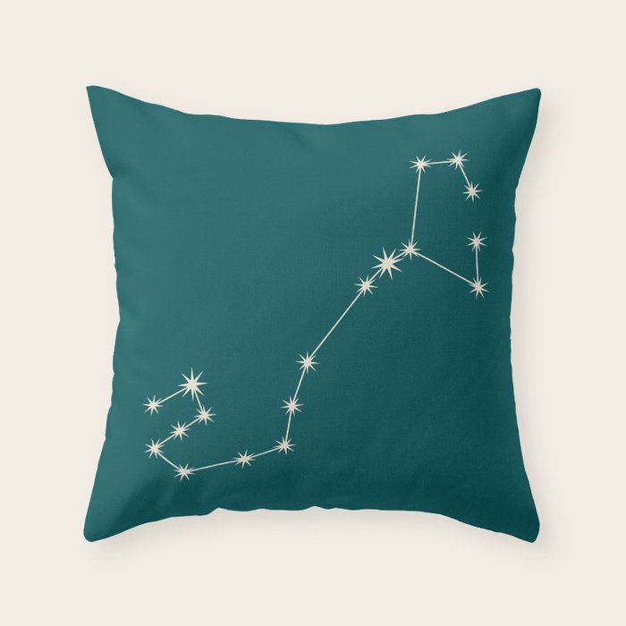Scorpio Zodiac Star Constellation Line Art Deep Teal Throw Pillow Gallery Image 1