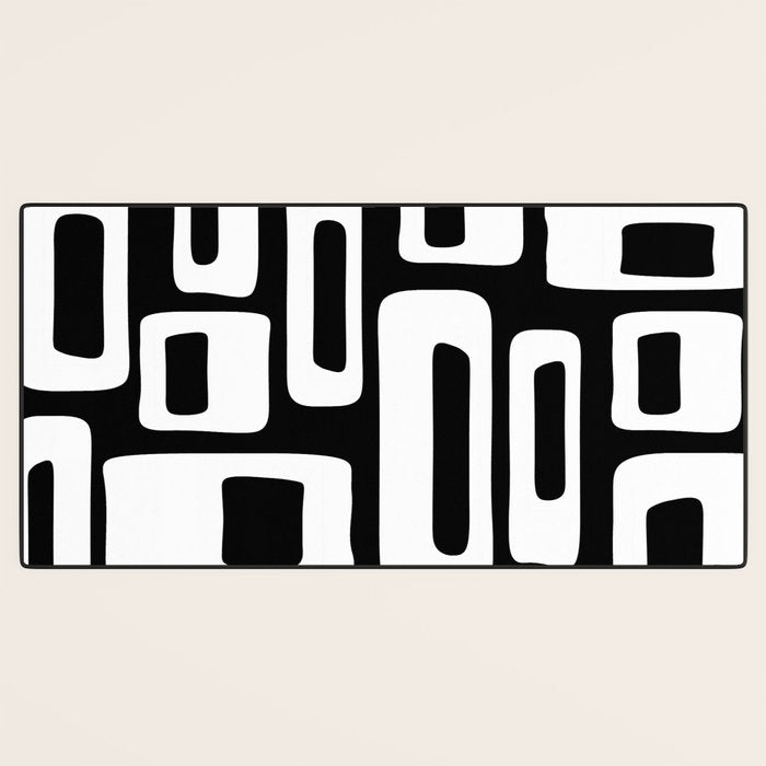 Black and White Mid Century Modern Abstract Pattern 335 Desk Mat Gallery Image 3