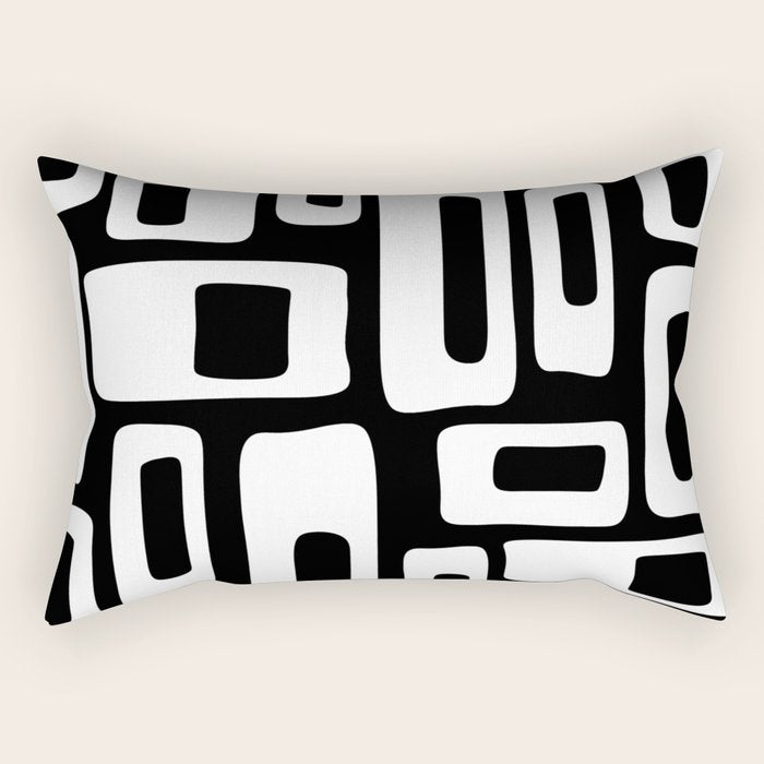 Black and White Mid Century Modern Abstract Pattern 335 Rectangular Pillow Gallery Image 1