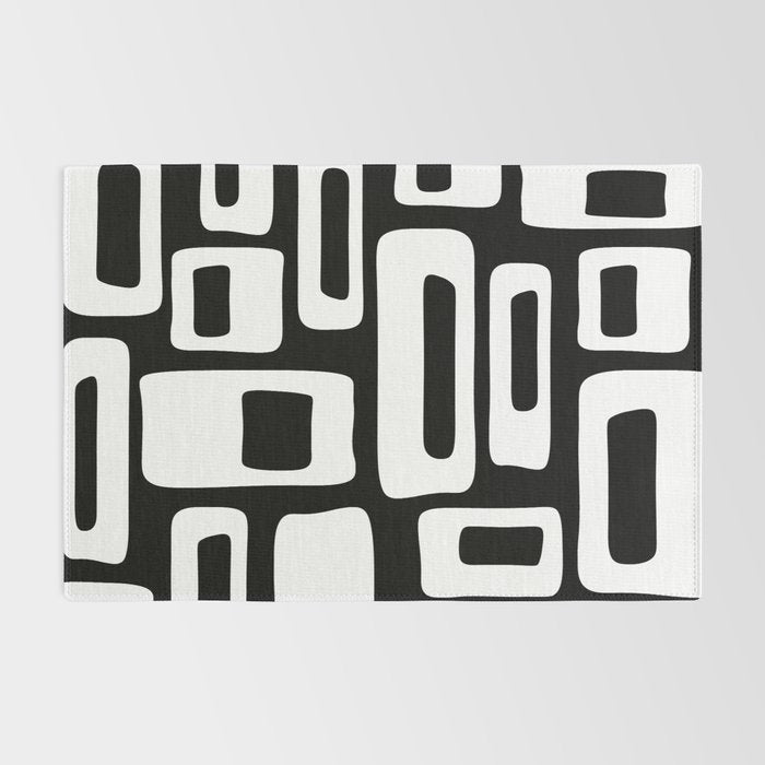 Black and White Mid Century Modern Abstract Pattern 335 Rug Gallery Image 2