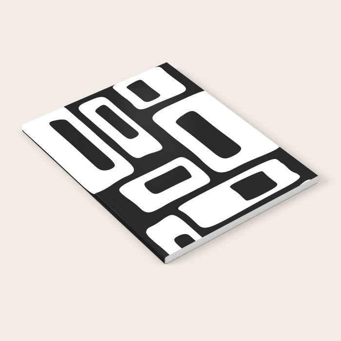 Black and White Mid Century Modern Abstract Pattern 335 Notebook Gallery Image 2