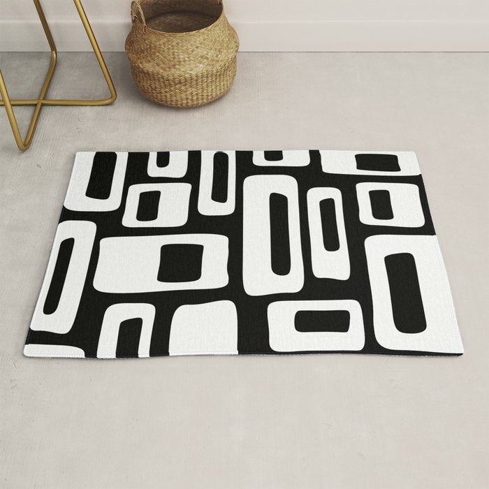 Black and White Mid Century Modern Abstract Pattern 335 Rug Gallery Image 1
