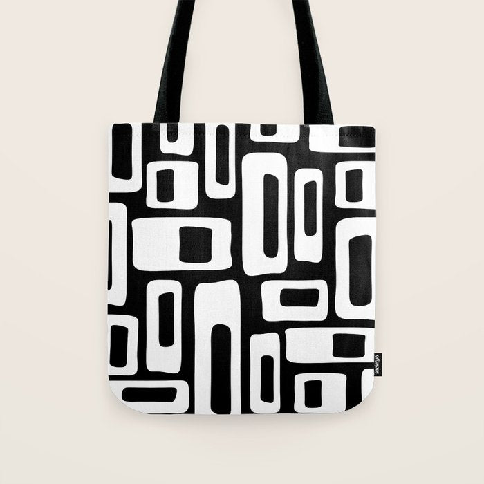 Black and White Mid Century Modern Abstract Pattern 335 Tote Bag Gallery Image 1