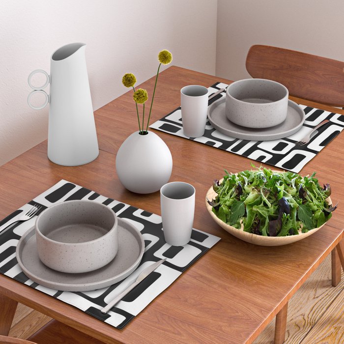 Black and White Mid Century Modern Abstract Pattern 335 Placemat Gallery Image 2