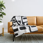 Black and White Mid Century Modern Abstract Pattern 335 Throw Blanket Gallery Image 1