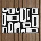 Black and White Mid Century Modern Abstract Pattern 335 Outdoor Rug Gallery Image 1