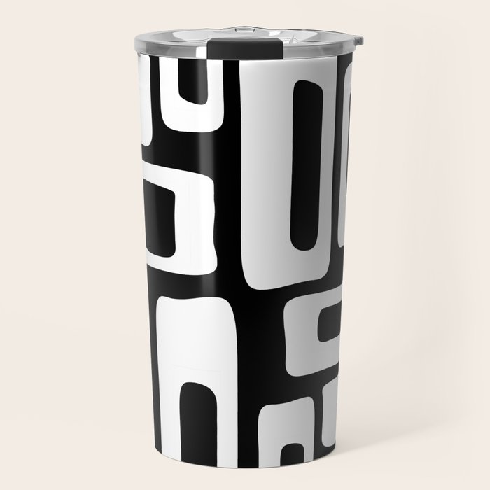 Black and White Mid Century Modern Abstract Pattern 335 Travel Mug Gallery Image 1