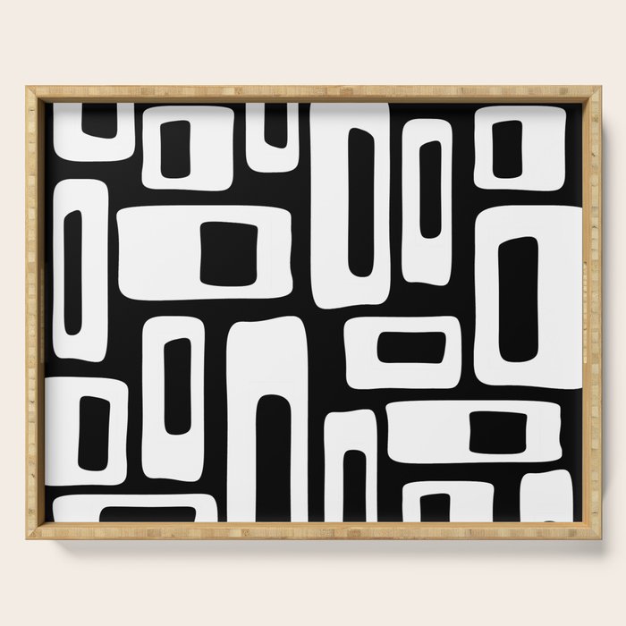 Black and White Mid Century Modern Abstract Pattern 335 Serving Tray Gallery Image 1