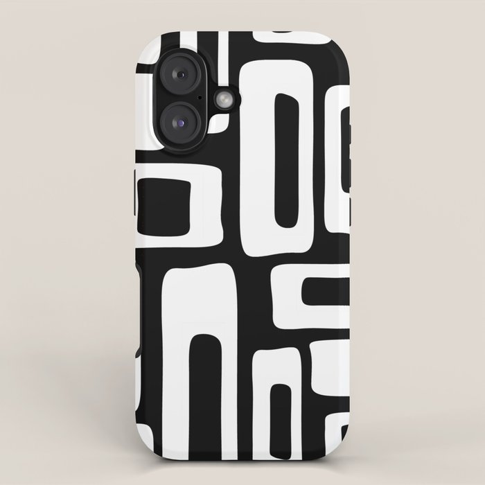 Black and White Mid Century Modern Abstract Pattern 335 iPhone Case Gallery Image 1