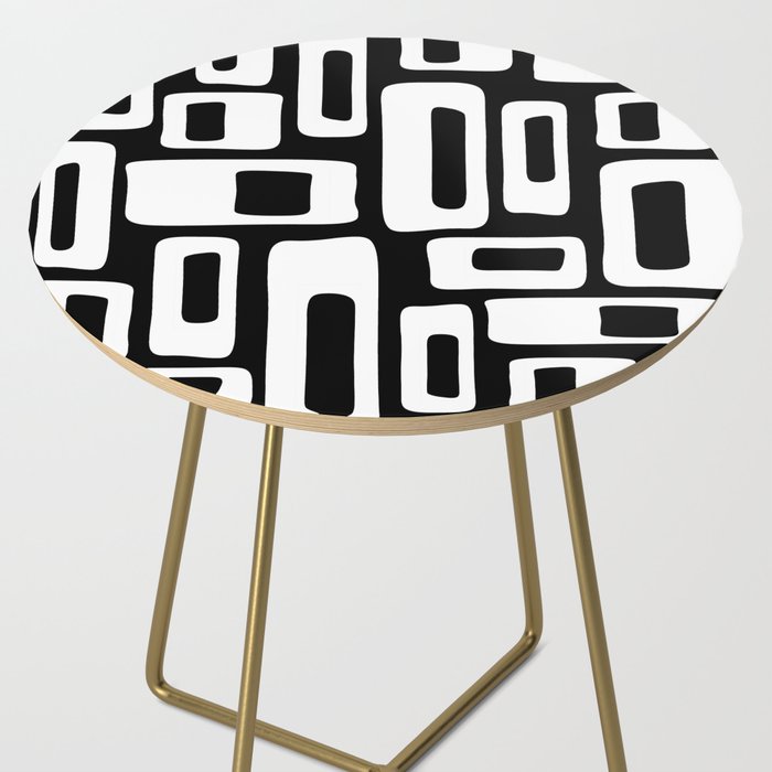 Black and White Mid Century Modern Abstract Pattern 335 Side Table Gallery Image 2