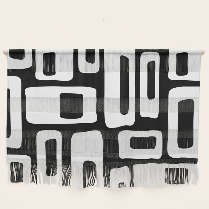 Black and White Mid Century Modern Abstract Pattern 335 Wall Hanging Gallery Image 1