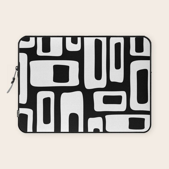 Black and White Mid Century Modern Abstract Pattern 335 Laptop Sleeve Gallery Image 1