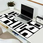 Black and White Mid Century Modern Abstract Pattern 335 Desk Mat Gallery Image 2