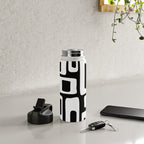 Black and White Mid Century Modern Abstract Pattern 335 Water Bottle Gallery Image 4