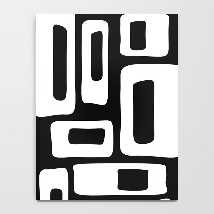 Black and White Mid Century Modern Abstract Pattern 335 Notebook Gallery Image 4