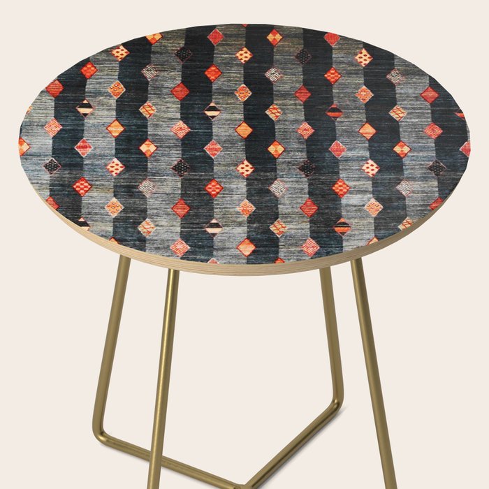 Diamond Tribal Persian Rug Print Side Table Gallery Image 2