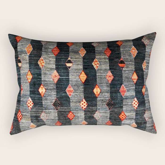 Diamond Tribal Persian Rug Print Rectangular Pillow Gallery Image 1