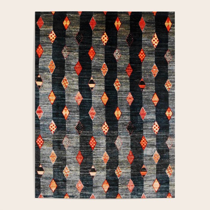 Diamond Tribal Persian Rug Print Poster Gallery Image 4