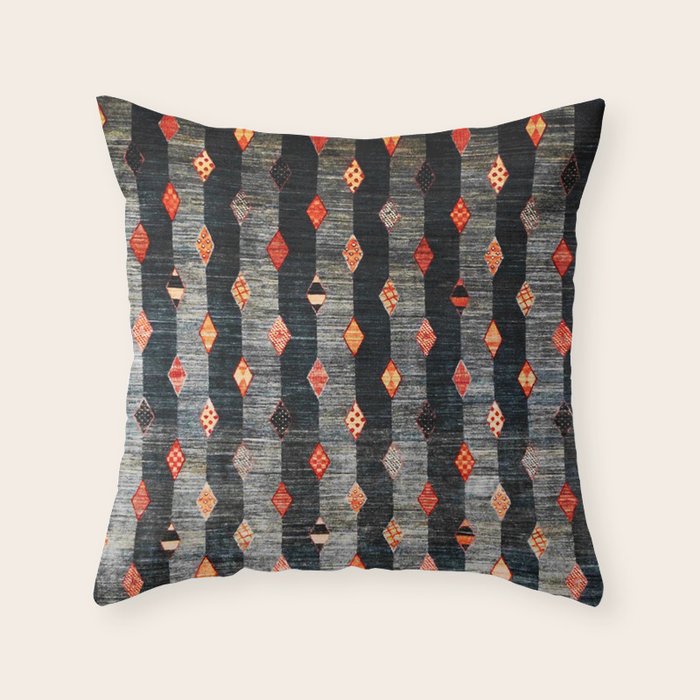 Diamond Tribal Persian Rug Print Throw Pillow Gallery Image 6