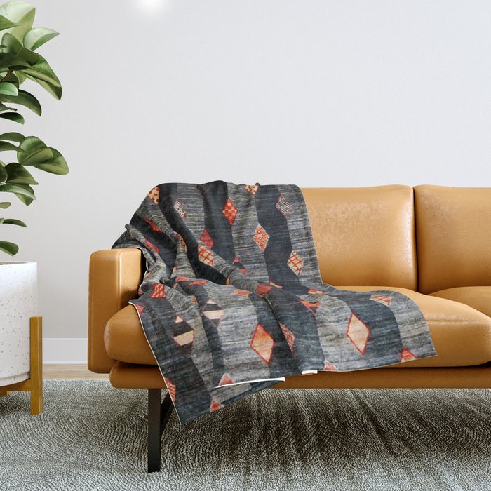 Diamond Tribal Persian Rug Print Throw Blanket Gallery Image 1