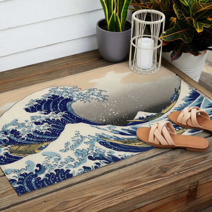 Katsushika Hokusai "The Great Wave off Kanagawa" Outdoor Rug Gallery Image 2