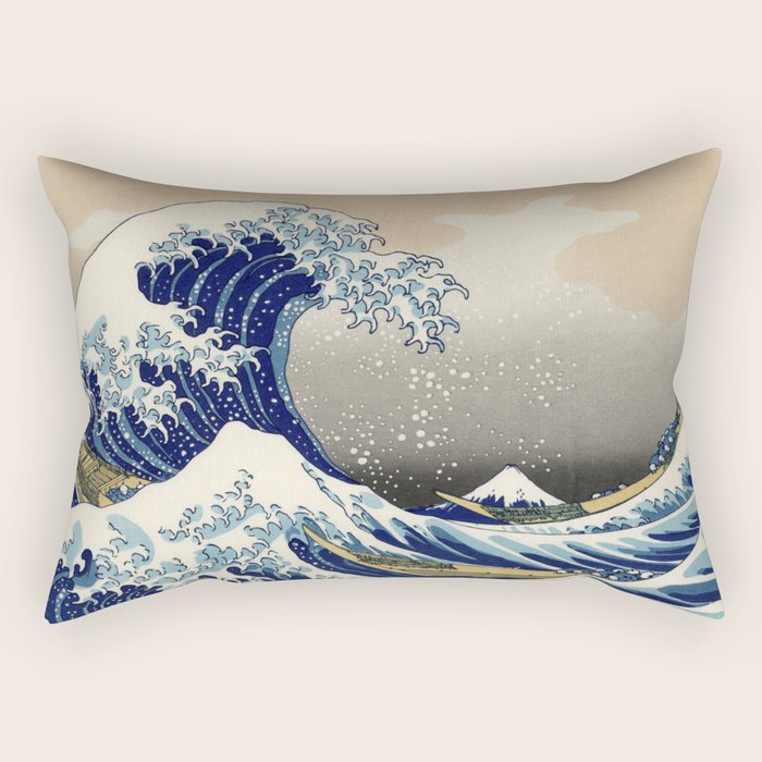 Katsushika Hokusai "The Great Wave off Kanagawa" Rectangular Pillow Gallery Image 1