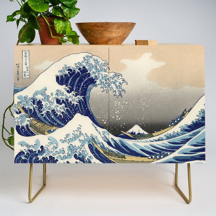 Katsushika Hokusai "The Great Wave off Kanagawa" Credenza Gallery Image 1