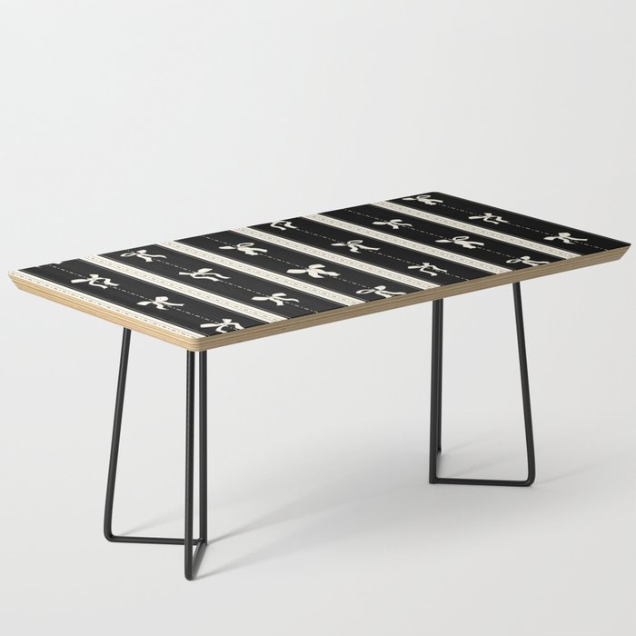 Coquette beige Bows on a black and beige stripes background pattern Coffee Table Gallery Image 1