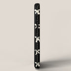 Coquette beige Bows on a black and beige stripes background pattern iPhone Case Gallery Image 2
