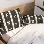 Coquette beige Bows on a black and beige stripes background pattern Pillow Sham Gallery Image 2