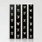 Coquette beige Bows on a black and beige stripes background pattern Stationery Card Gallery Image 2