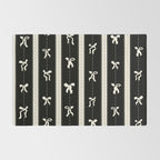 Coquette beige Bows on a black and beige stripes background pattern Rug Gallery Image 2