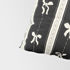 Coquette beige Bows on a black and beige stripes background pattern Pillow Sham Gallery Image 4