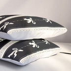 Coquette beige Bows on a black and beige stripes background pattern Pillow Sham Gallery Image 3