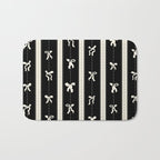 Coquette beige Bows on a black and beige stripes background pattern Bath Mat Gallery Image 1