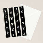 Coquette beige Bows on a black and beige stripes background pattern Stationery Card Gallery Image 2