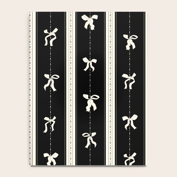 Coquette beige Bows on a black and beige stripes background pattern Notebook Gallery Image 4