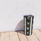 Coquette beige Bows on a black and beige stripes background pattern Travel Mug Gallery Image 4