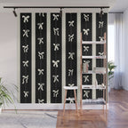 Coquette beige Bows on a black and beige stripes background pattern Wall Mural Gallery Image 1