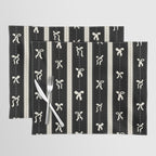 Coquette beige Bows on a black and beige stripes background pattern Placemat Gallery Image 1