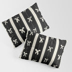 Coquette beige Bows on a black and beige stripes background pattern Pillow Sham Gallery Image 3