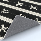 Coquette beige Bows on a black and beige stripes background pattern Rug Gallery Image 4