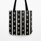 Coquette beige Bows on a black and beige stripes background pattern Tote Bag Gallery Image 1