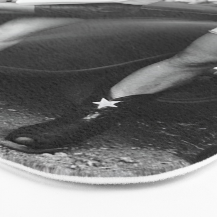 Texas love, male drive-in car hops in shorts and cowboy boots at drive in tavern near Love Field Airport in Dallas vintage black and white photograph - photography - photographs Bath Mat Gallery Image 3