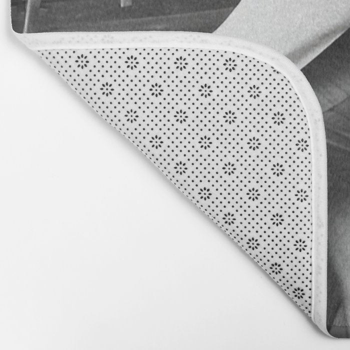 Texas love, male drive-in car hops in shorts and cowboy boots at drive in tavern near Love Field Airport in Dallas vintage black and white photograph - photography - photographs Bath Mat Gallery Image 2