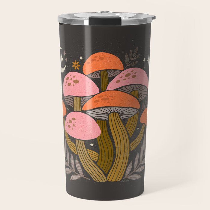 Mushrooms and Moons - Dark Travel Mug Gallery Image 1