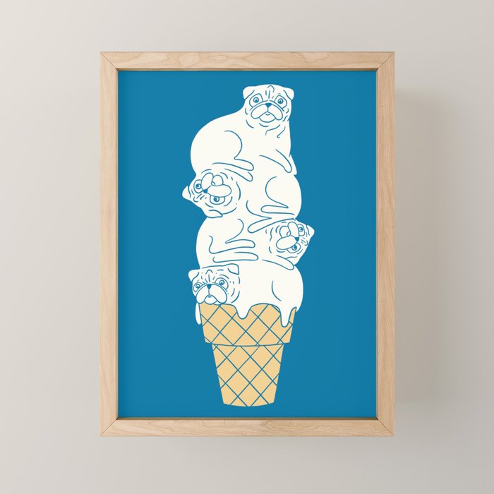 Pug Ice Cream Mini Art Print Gallery Image 1