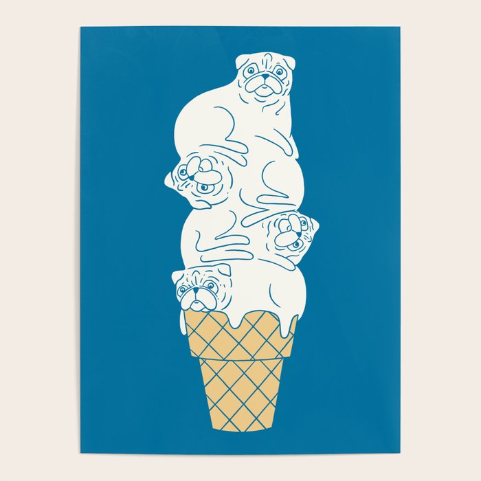 Pug Ice Cream Poster Gallery Image 4