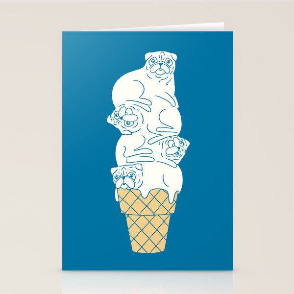Pug Ice Cream Stationery Card Gallery Image 1