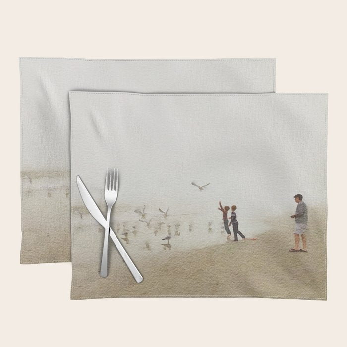 Chasing Seagulls -  Foggy Beach  Placemat Gallery Image 1